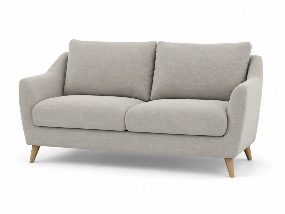 2-Sitzer-Sofa mit Armlehnen Polyestergewebe rechteckig Hellgrau Naturholz 145 x 80 x 82 cm