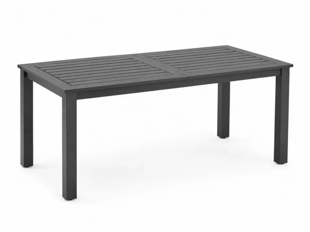 Rechteckiger Gartentisch aus pulverbeschichtetem Aluminium Lamellenoptik Anthrazitgrau 180 x 90 x 75 cm