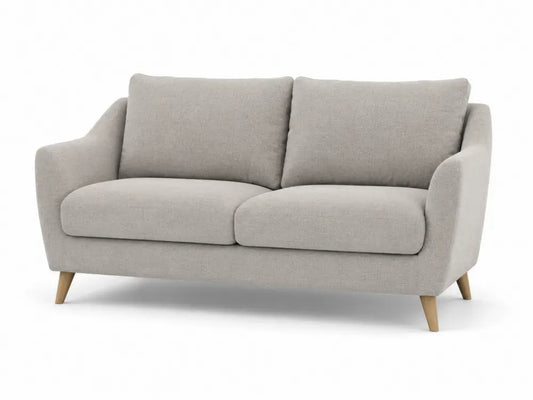 2-Sitzer-Sofa mit Armlehnen Polyestergewebe rechteckig Hellgrau Naturholz 145 x 80 x 82 cm